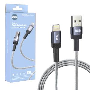 Кабель BX-3 USB на Lightning 1m 2A ISA серый