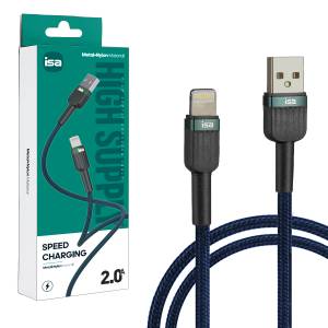 Кабель BX-7 USB на Lightning 1m 2A ISA черно-зеленый
