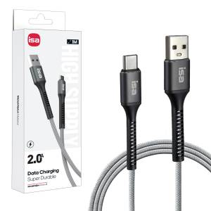 Кабель BX-6 USB на Type-C 1m 2A ISA серый