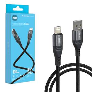 Кабель BX-2 USB на Lightning 1m 2A ISA черно-серый