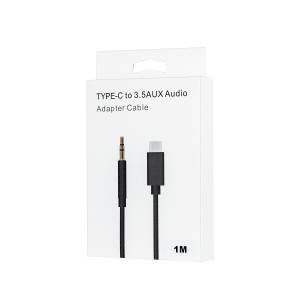 Кабель AUX TYPE-C - 3.5mm. Bride черный 1M
