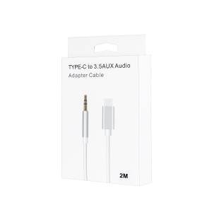 Кабель AUX TYPE-C - 3.5mm. TPE белый 2M