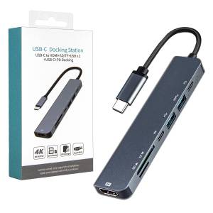 HUB Type-C 7in1 (Type-C + 2 USB + SD + Micro SD + HDMI + USB-C PD) Model:OT-UC902S